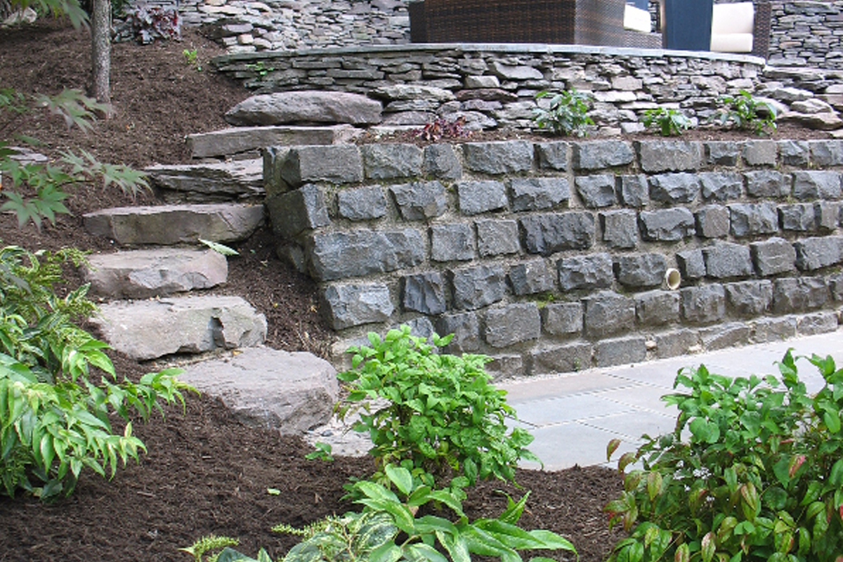 Stone Veneer Retaining Wall